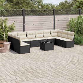 Garden sofa set 11 pieces and black synthetic rattan cushions by , Garden sets - Ref: Foro24-3249935, Price: 603,32 €, Discou...