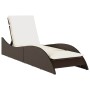 Tumbona con cojín ratán sintético marrón 60x205x73 cm de , Tumbonas - Ref: Foro24-368279, Precio: 159,42 €, Descuento: %