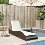Liegestuhl mit braunem Kunststoff-Rattan-Kissen 60x205x73 cm. von , Liegen - Ref: Foro24-368279, Preis: 156,22 €, Rabatt: %