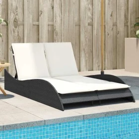 Sun lounger with black synthetic rattan cushions 114x205x73 cm by , Loungers - Ref: Foro24-368287, Price: 244,83 €, Discount: %