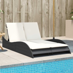 Tumbona con cojines ratán sintético negro 114x205x73 cm de , Tumbonas - Ref: Foro24-368287, Precio: 240,27 €, Descuento: %