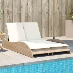Synthetic rattan sun lounger with beige cushions 114x205x73 cm by , Loungers - Ref: Foro24-368291, Price: 262,52 €, Discount: %