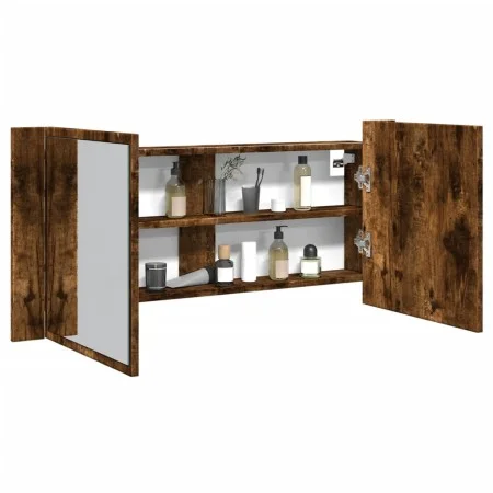 Bathroom cabinet with smoked oak mirror and LED light 100x12x45 cm by , bathroom vanities - Ref: Foro24-834959, Price: 90,44 ...