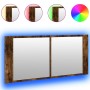 Armario de baño con espejo y luz LED roble ahumado 100x12x45 cm de , Tocadores de baño - Ref: Foro24-834959, Precio: 94,28 €,...