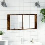 Armario de baño con espejo y luz LED roble ahumado 100x12x45 cm de , Tocadores de baño - Ref: Foro24-834959, Precio: 94,28 €,...