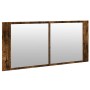 Armario de baño con espejo y luz LED roble ahumado 100x12x45 cm de , Tocadores de baño - Ref: Foro24-834959, Precio: 94,28 €,...