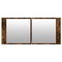 Armario de baño con espejo y luz LED roble ahumado 100x12x45 cm de , Tocadores de baño - Ref: Foro24-834959, Precio: 94,28 €,...