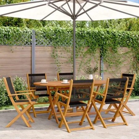 Set de comedor jardín 7 pzas polipropileno madera maciza negro de , Conjuntos de jardín - Ref: Foro24-3281709, Precio: 534,71...