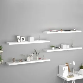 Floating wall shelf 4 pcs MDF white 120x23.5x3.8 cm by vidaXL, Shelves and shelves - Ref: Foro24-323822, Price: 94,72 €, Disc...