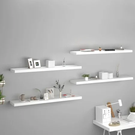 Floating wall shelf 4 pcs MDF white 120x23.5x3.8 cm by vidaXL, Shelves and shelves - Ref: Foro24-323822, Price: 94,68 €, Disc...