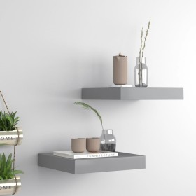 Set of 2 gray MDF floating wall shelves 23x23.5x3.8 cm by vidaXL, Shelves and shelves - Ref: Foro24-323845, Price: 24,18 €, D...