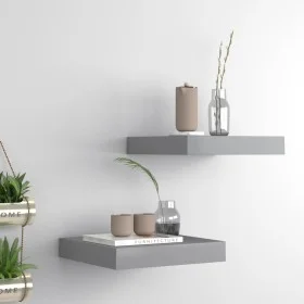 Set of 2 gray MDF floating wall shelves 23x23.5x3.8 cm by vidaXL, Shelves and shelves - Ref: Foro24-323845, Price: 23,53 €, D...
