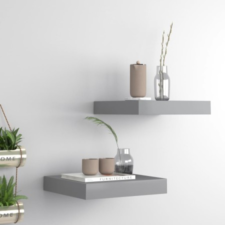 Set of 2 gray MDF floating wall shelves 23x23.5x3.8 cm by vidaXL, Shelves and shelves - Ref: Foro24-323845, Price: 24,18 €, D...