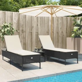 Liegestühle mit Kissen, 2 Stück, aus schwarzem synthetischem Rattan. von , Liegen - Ref: Foro24-3261587, Preis: 291,15 €, Rab...
