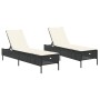 Tumbonas con cojines 2 unidades ratán sintético negro de , Tumbonas - Ref: Foro24-3261587, Precio: 296,61 €, Descuento: %