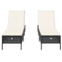 Tumbonas con cojines 2 unidades ratán sintético negro de , Tumbonas - Ref: Foro24-3261587, Precio: 296,61 €, Descuento: %