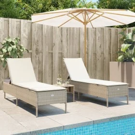 Liegestühle mit Kissen, 2 Stück, aus synthetischem Rattan in Beige. von , Liegen - Ref: Foro24-3261591, Preis: 314,98 €, Raba...
