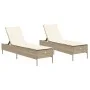 Liegestühle mit Kissen, 2 Stück, aus synthetischem Rattan in Beige. von , Liegen - Ref: Foro24-3261591, Preis: 314,98 €, Raba...