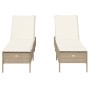 Sun loungers with cushions 2 units synthetic rattan beige by , Loungers - Ref: Foro24-3261591, Price: 328,15 €, Discount: %
