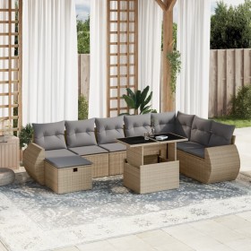 Garden sofa set 9 pieces with beige synthetic rattan cushions by , Garden sets - Ref: Foro24-3275189, Price: 590,30 €, Discou...