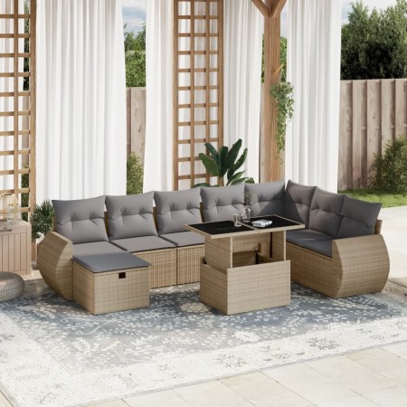 Set de sofás de jardín 9 pzas con cojines ratán sintético beige de , Conjuntos de jardín - Ref: Foro24-3275189, Precio: 590,3...