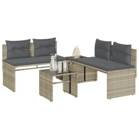 Gartensofagarnitur 4-teilig mit grauen Polstern aus synthetischem Rattan von , Gartensets - Ref: Foro24-4003883, Preis: 287,4...