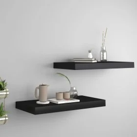 Floating wall shelves 2 units black MDF 50x23x3.8 cm by vidaXL, Shelves and shelves - Ref: Foro24-323830, Price: 40,22 €, Dis...