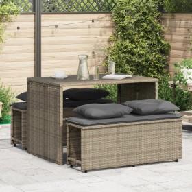 3-piece garden dining set with gray synthetic rattan cushions by , Garden sets - Ref: Foro24-4003904, Price: 245,71 €, Discou...