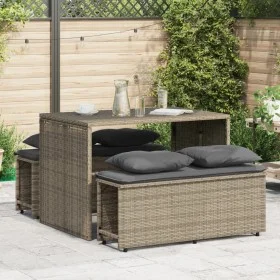 3-piece garden dining set with gray synthetic rattan cushions by , Garden sets - Ref: Foro24-4003904, Price: 246,53 €, Discou...
