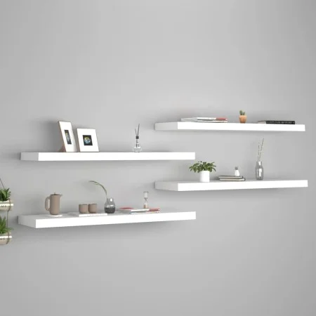 Floating wall shelves 4 pcs MDF white 90x23.5x3.8 cm by vidaXL, Shelves and shelves - Ref: Foro24-323819, Price: 83,11 €, Dis...