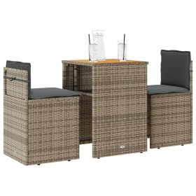 Sillas y mesita de jardín con cojines 3 piezas ratán PE gris de , Conjuntos de jardín - Ref: Foro24-4003876, Precio: 203,29 €...