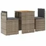 Garden chairs and table with cushions 3 pieces gray PE rattan by , Garden sets - Ref: Foro24-4003876, Price: 203,53 €, Discou...