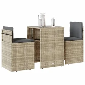 Gartenmöbel-Set 3-teilig aus synthetischem Rattan mit grauen Kissen von , Gartensets - Ref: Foro24-4003874, Preis: 198,60 €, ...