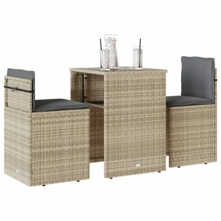 Garden set 3 pieces synthetic rattan chairs and table with gray cushion by , Garden sets - Ref: Foro24-4003874, Price: 198,60...