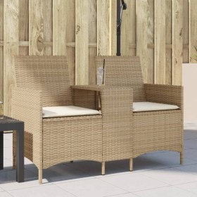 2-seater garden sofa with table and beige PE rattan cushions by , Outdoor sofas - Ref: Foro24-4003888, Price: 143,37 €, Disco...