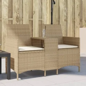 2-seater garden sofa with table and beige PE rattan cushions by , Outdoor sofas - Ref: Foro24-4003888, Price: 140,72 €, Disco...