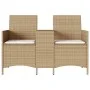 Zweier-Gartensofa mit Tisch und Kissen aus beigem PE-Rattan. von , Outdoor-Sofas - Ref: Foro24-4003888, Preis: 140,72 €, Raba...