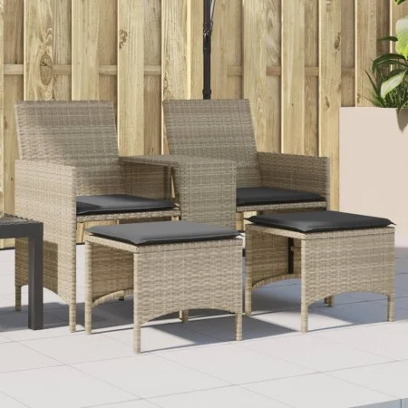 Garden sofa 2 seats with table and stools in light gray PE rattan by , Outdoor sofas - Ref: Foro24-4003895, Price: 190,56 €, ...