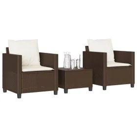 Sillas y mesita de jardín con cojines 3 piezas ratán PE marrón de , Conjuntos de jardín - Ref: Foro24-4003897, Precio: 237,03...
