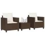 Garden chairs and table with cushions 3 pieces brown PE rattan by , Garden sets - Ref: Foro24-4003897, Price: 237,03 €, Disco...