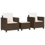 Garden chairs and table with cushions 3 pieces brown PE rattan by , Garden sets - Ref: Foro24-4003897, Price: 237,03 €, Disco...