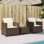 Garden chairs and table with cushions 3 pieces brown PE rattan by , Garden sets - Ref: Foro24-4003897, Price: 237,03 €, Disco...