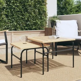 Stackable garden coffee tables 2 pcs brown and black steel by , Garden tables - Ref: Foro24-4009307, Price: 101,47 €, Discoun...
