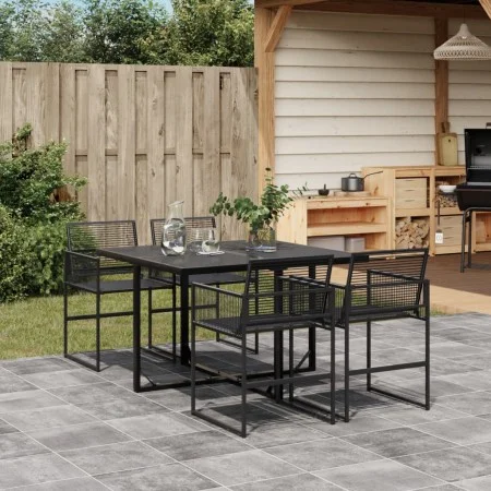 5-teiliges Gartensitzgruppen-Set aus schwarzem Kunststoff-Rattan von , Gartensets - Ref: Foro24-3295048, Preis: 329,24 €, Rab...