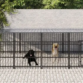 Outdoor dog kennel with steel roof 7.51 m² by , Dog kennels and fences - Ref: Foro24-3124609, Price: 679,80 €, Discount: %
