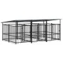 Outdoor dog kennel with steel roof 5.63 m² by , Dog kennels and fences - Ref: Foro24-3124590, Price: 759,06 €, Discount: %