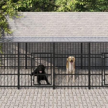 Außenzwinger mit Stahldach, 7,51 m². von , Hundehütten und Zäune - Ref: Foro24-3124668, Preis: 848,92 €, Rabatt: %