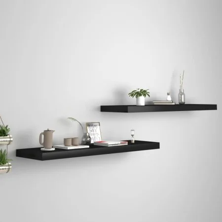 Estantes flotantes de pared 2 uds MDF negro 90x23,5x3,8 cm de vidaXL, Estantes y estanterías - Ref: Foro24-323839, Precio: 40...