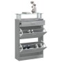 Mueble zapatero madera contrachapada gris Sonoma 63x24x104 cm
