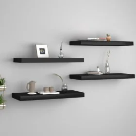 Floating wall shelf 4 pcs MDF black 60x23.5x3.8 cm by vidaXL, Shelves and shelves - Ref: Foro24-323834, Price: 51,98 €, Disco...